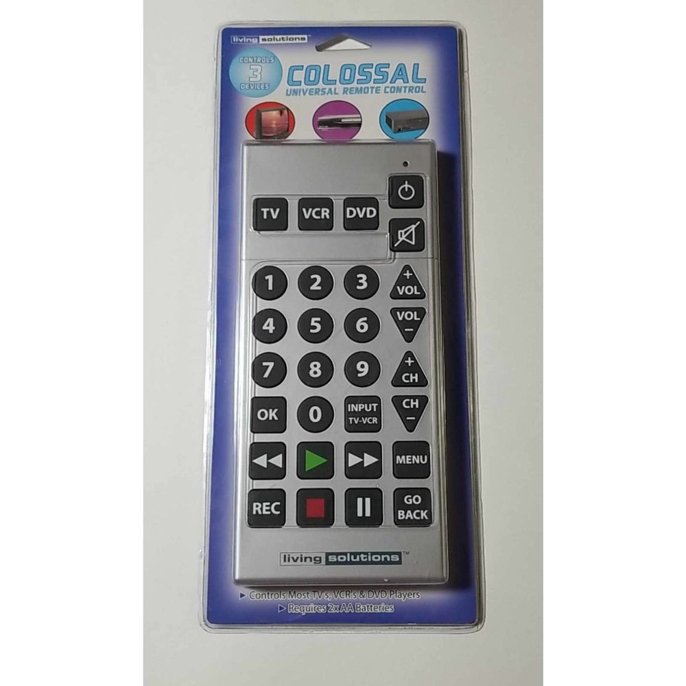Colossal Universal TV, VCR, DVD Remote Control Large Easy To Read Buttons NEW